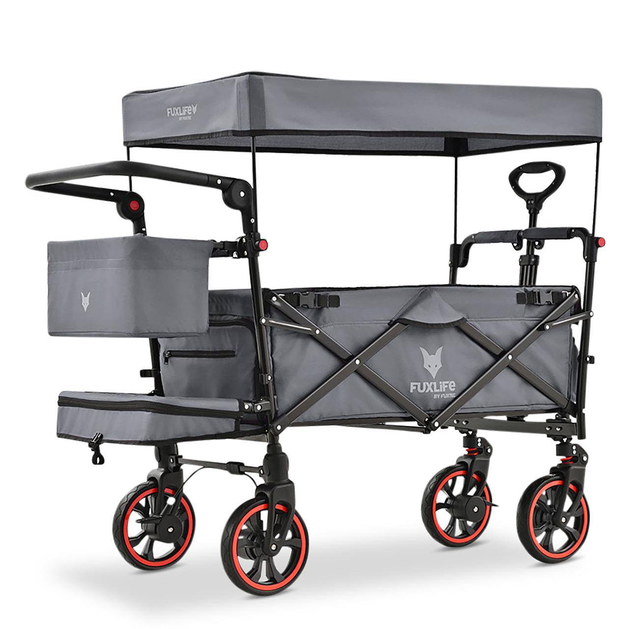Chariot pliable confort FX-CT850 FUXLIFE avec toit UV et roues à suspension - Image 5