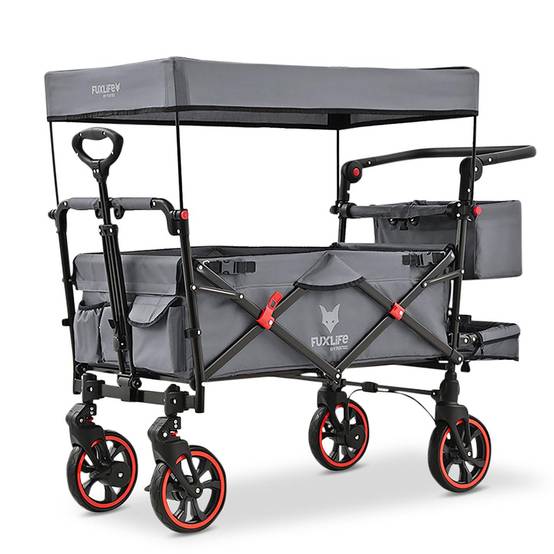 Chariot pliable confort FX-CT850 FUXLIFE avec toit UV et roues à suspension - Image 1