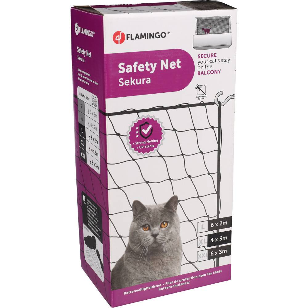 Flamingo - Filet de sécurité Sekura Noir 4 x 3 mètres pour chat - Image 1