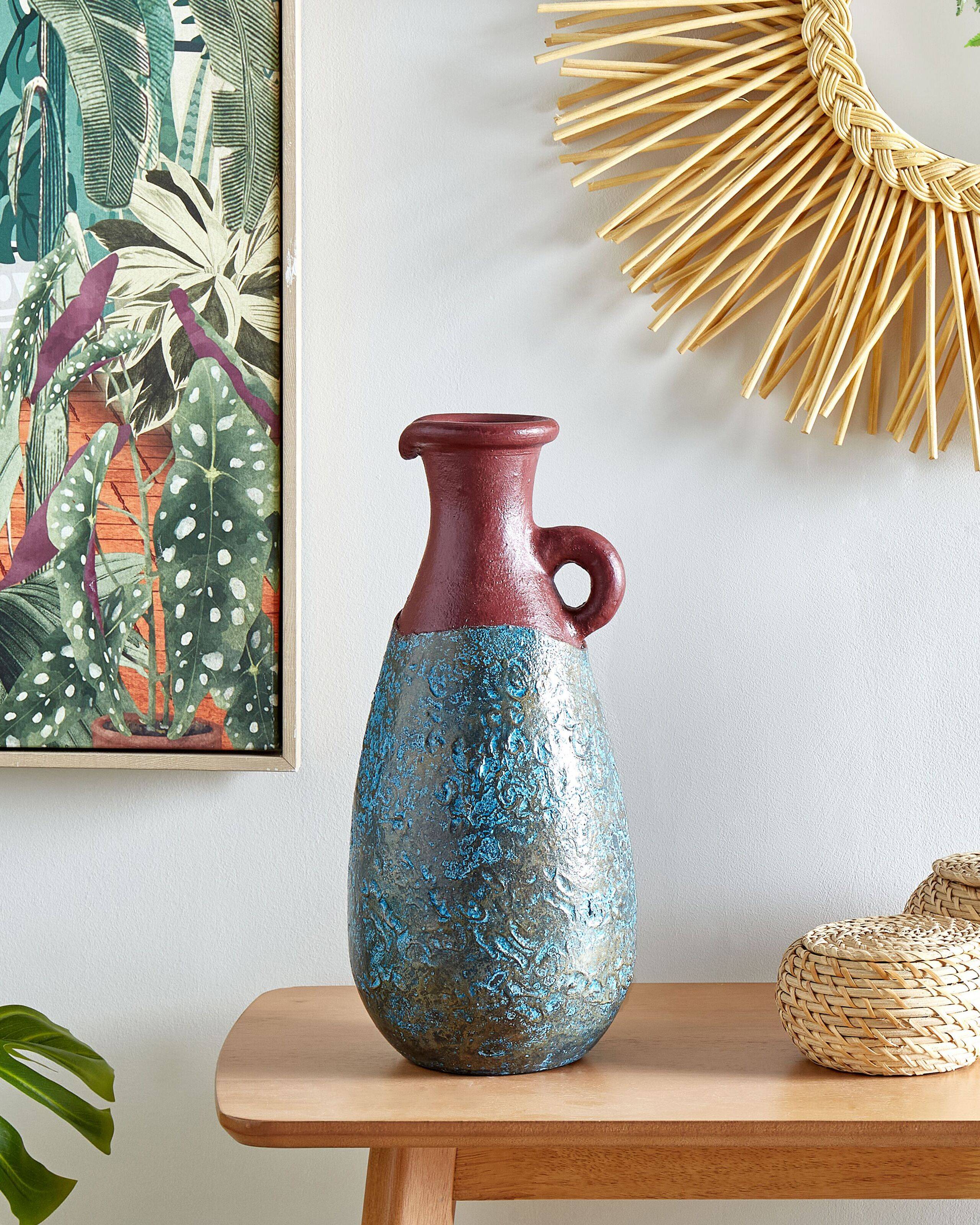 Beliani - Vase décoratif Terre cuite Bleu VELIA - 23x23x40- Beliani