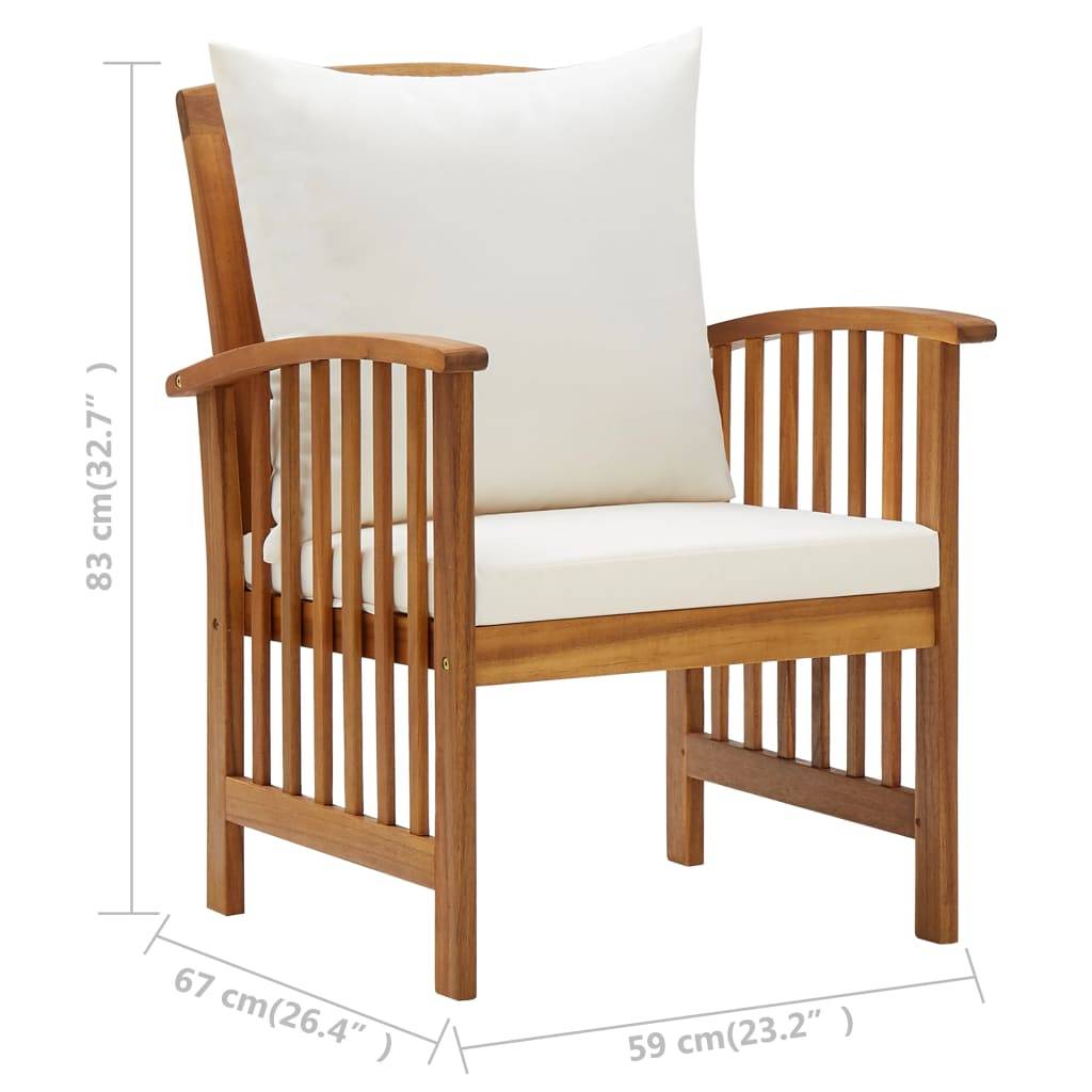 Helloshop26 - Salon de jardin meuble d'extérieur ensemble de mobilier 5 pièces avec coussins bois d'acacia solide - Imagen 9
