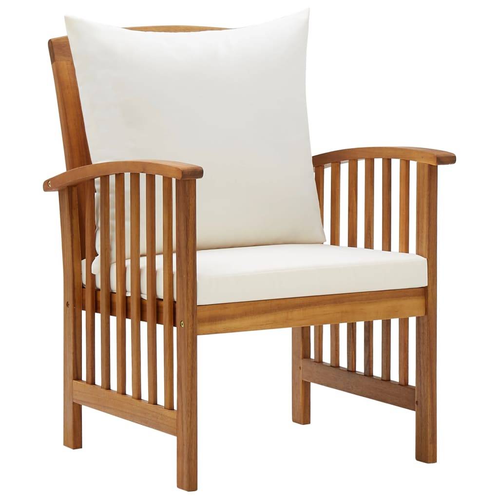 Helloshop26 - Salon de jardin meuble d'extérieur ensemble de mobilier 5 pièces avec coussins bois d'acacia solide - Imagen 4