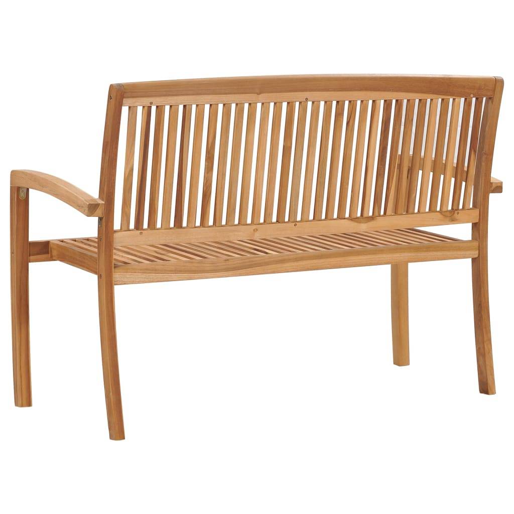 Helloshop26 - Banc de jardin meuble de patio d'extérieur terrasse empilable et coussin anthracite 128,5 x 57,5 x 90 cm bois de teck massif - Imagen 5