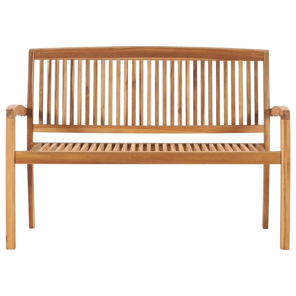 Helloshop26 - Banc de jardin meuble de patio d'extérieur terrasse empilable et coussin anthracite 128,5 x 57,5 x 90 cm bois de teck massif - Imagen 3