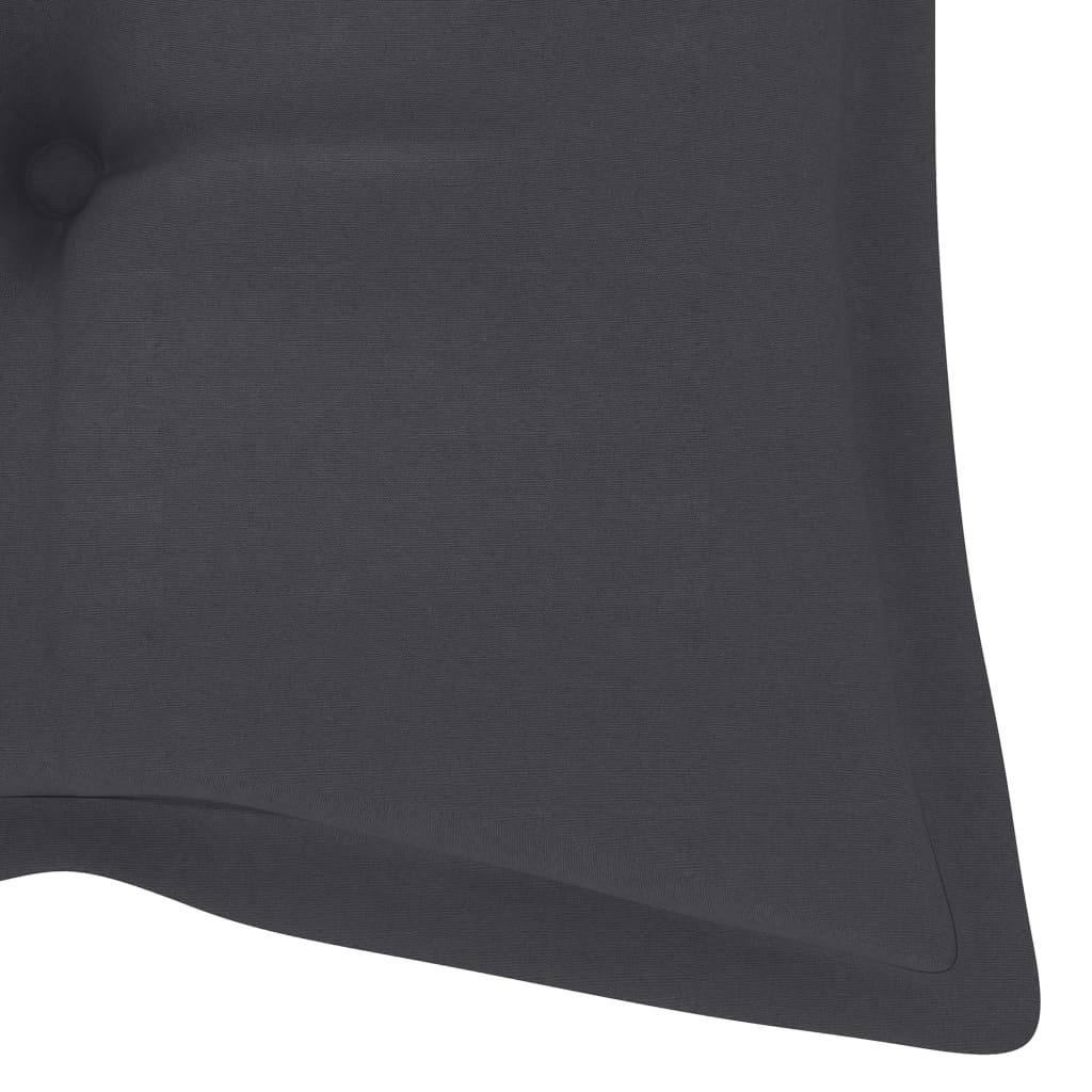 Helloshop26 - Banc de jardin meuble de patio d'extérieur terrasse empilable et coussin anthracite 128,5 x 57,5 x 90 cm bois de teck massif - Imagen 8
