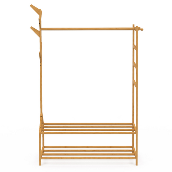 Portant vêtements bambou RITA avec porte-manteaux et étagères - Image 3