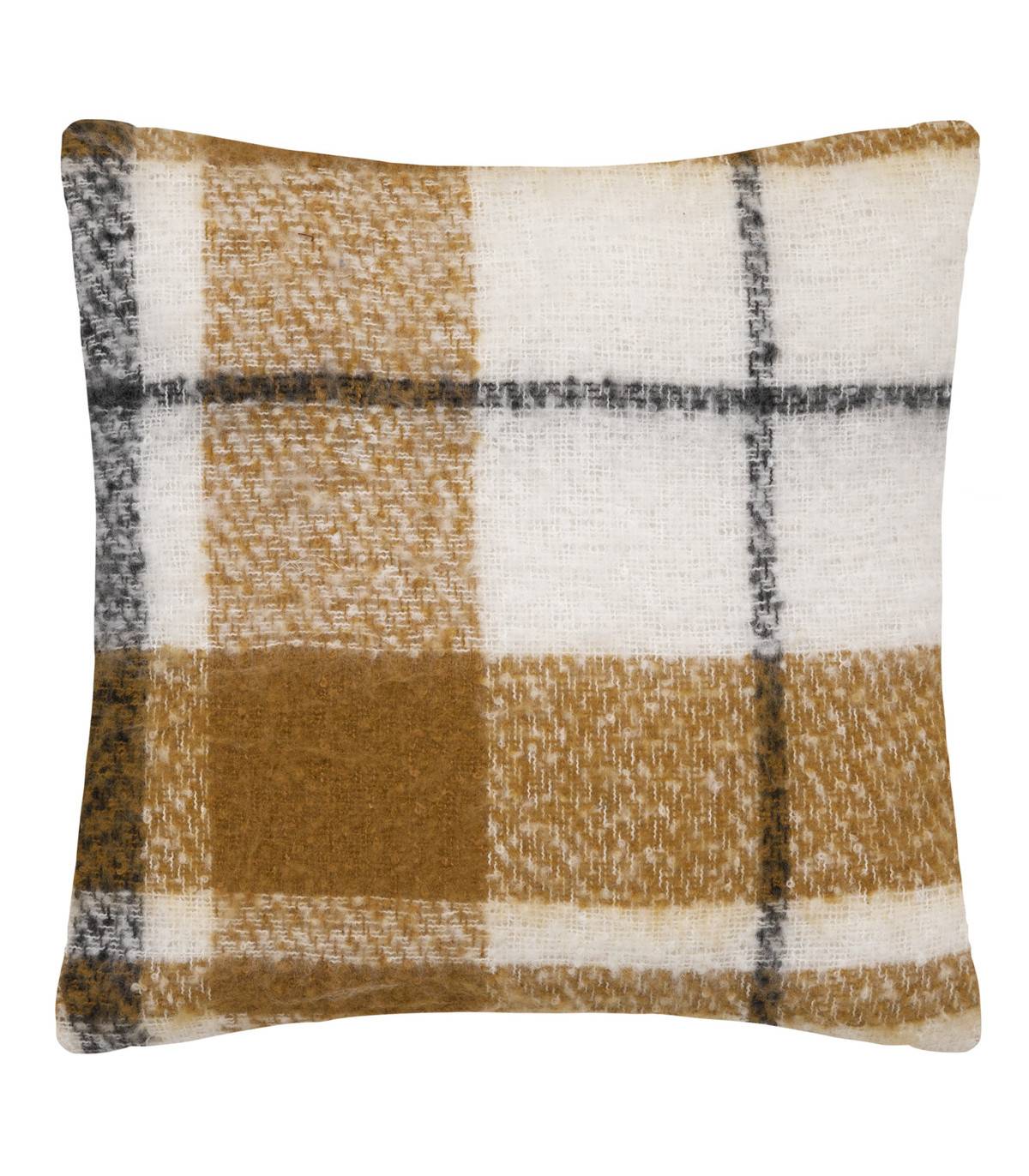 Coussin déhoussable tissu écossais Jaune ocre 45 x 45 cm - Imagen 1