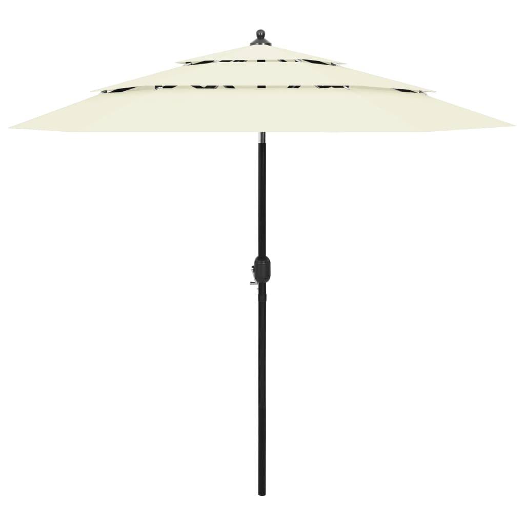 Helloshop26 - Parasol à 3 niveaux avec mât en aluminium 2,5 m sable - Imagen 1