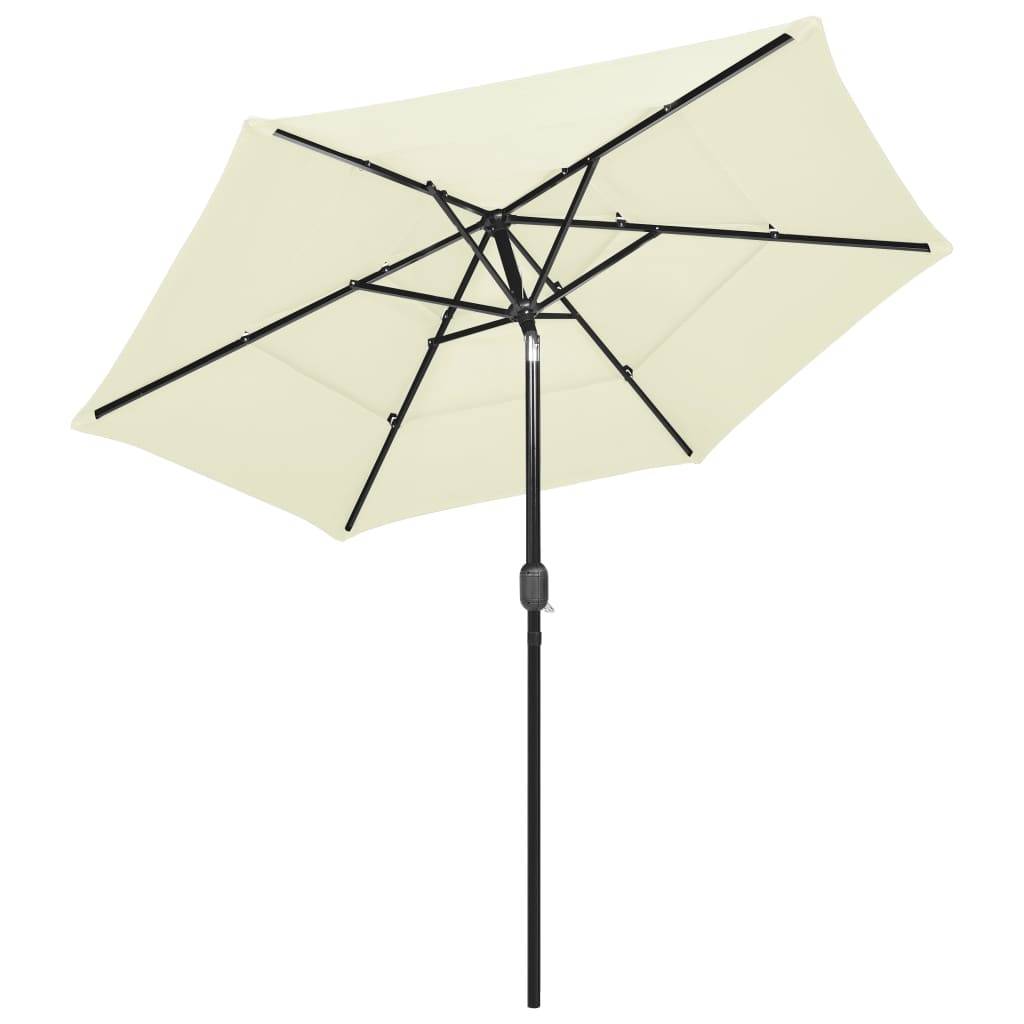 Helloshop26 - Parasol à 3 niveaux avec mât en aluminium 2,5 m sable - Imagen 3