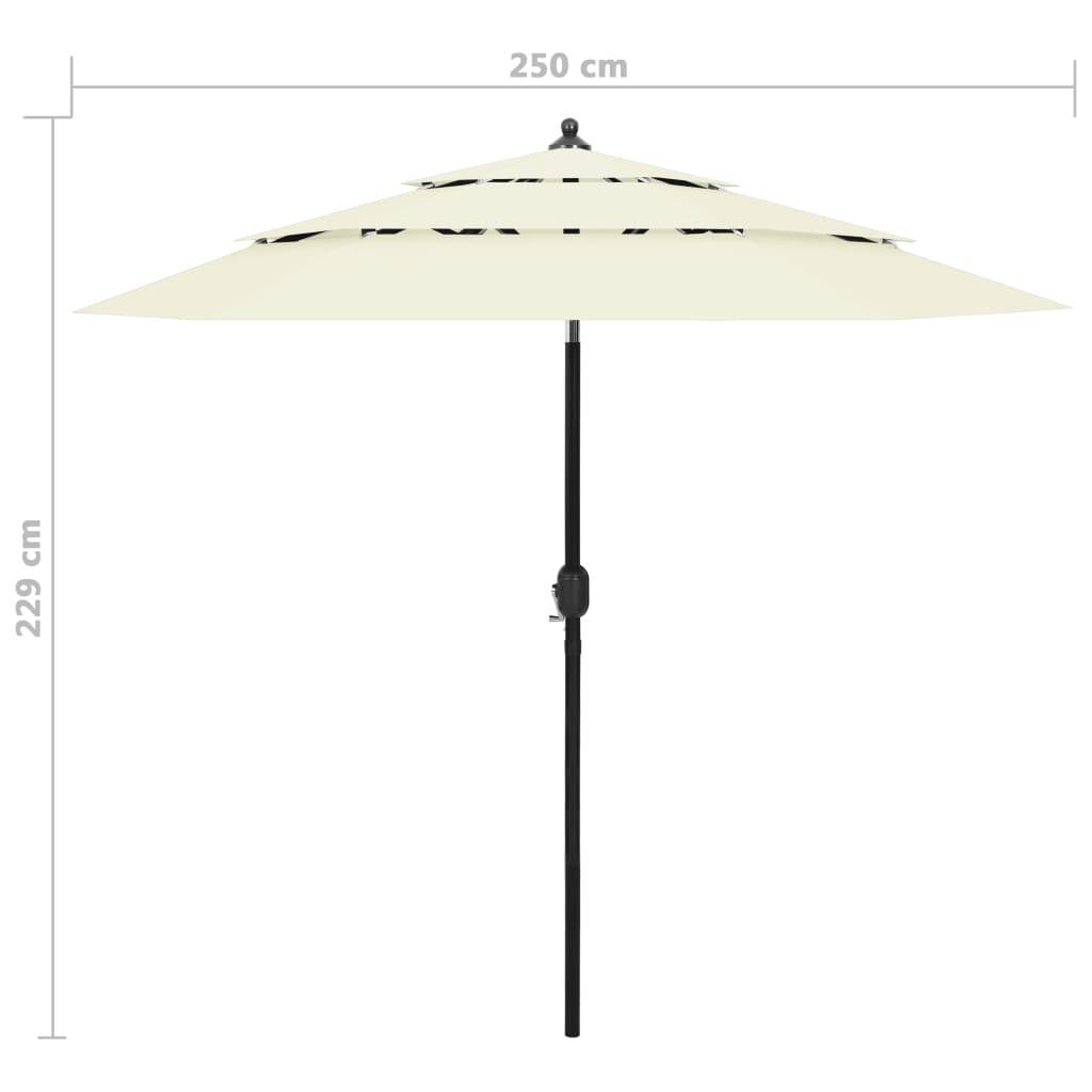 Helloshop26 - Parasol à 3 niveaux avec mât en aluminium 2,5 m sable - Imagen 7