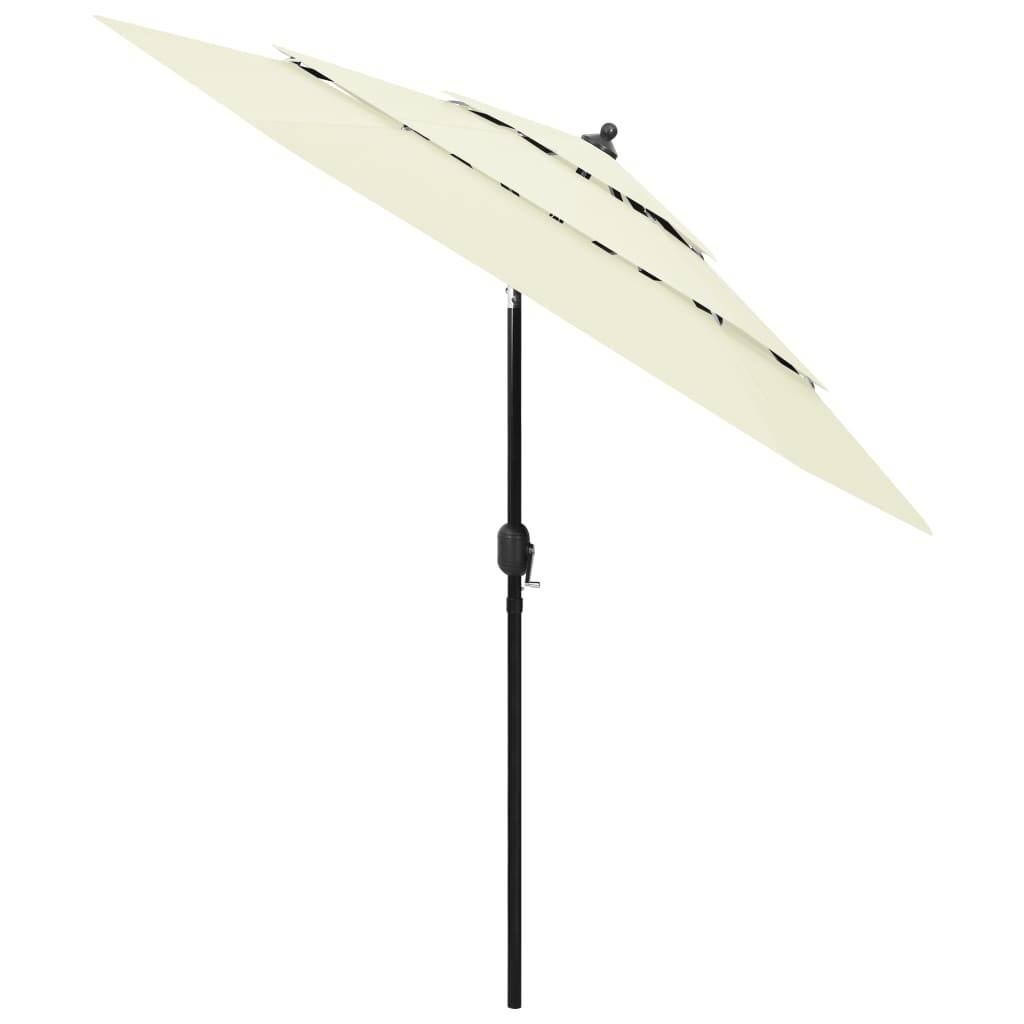 Helloshop26 - Parasol à 3 niveaux avec mât en aluminium 2,5 m sable - Imagen 2