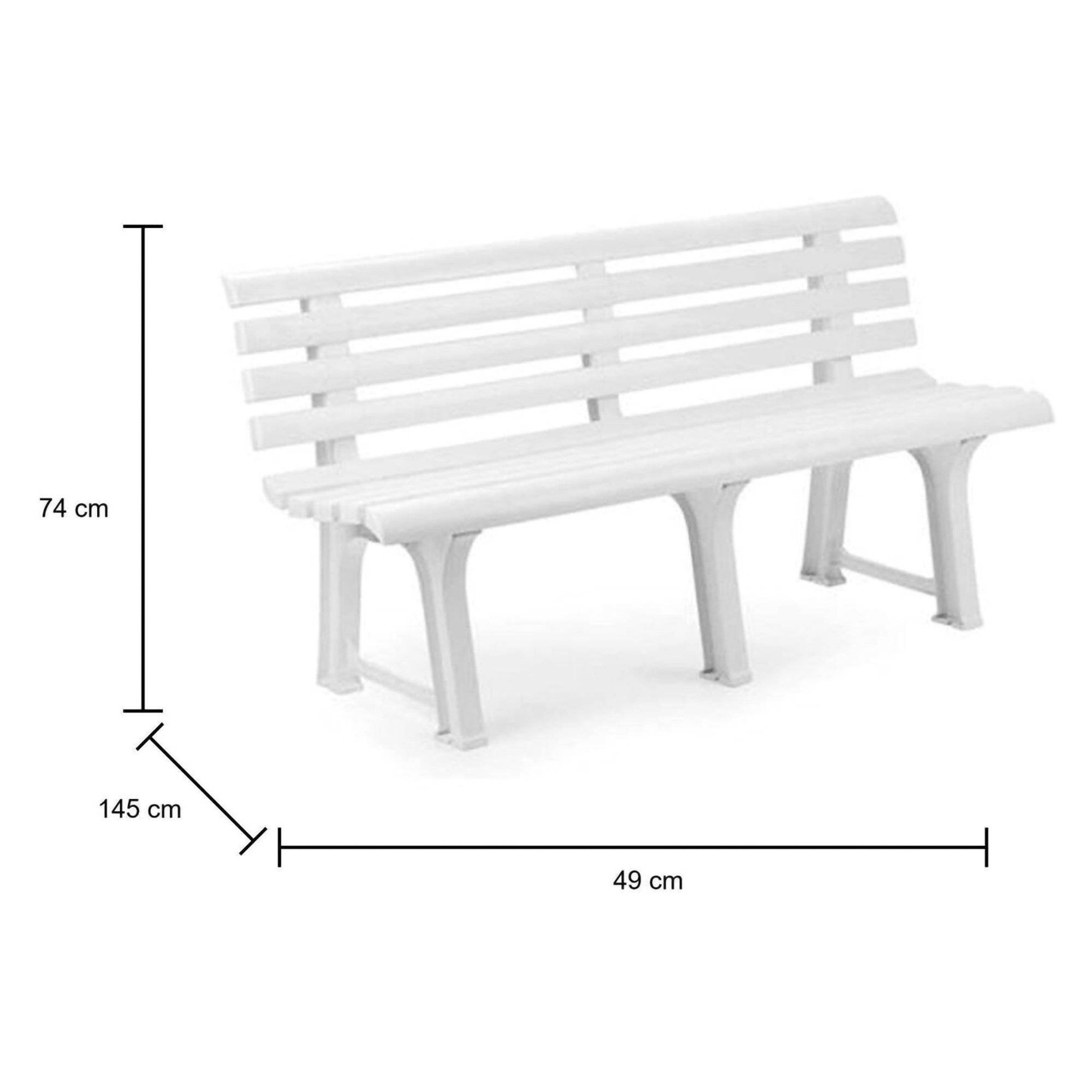 Dmora - Banc d'extérieur Dluzard, Banc de jardin monobloc, Banc d'extérieur, 100% Made in Italy, 145x49h74 cm, Blanc - Dmora - Imagen 3