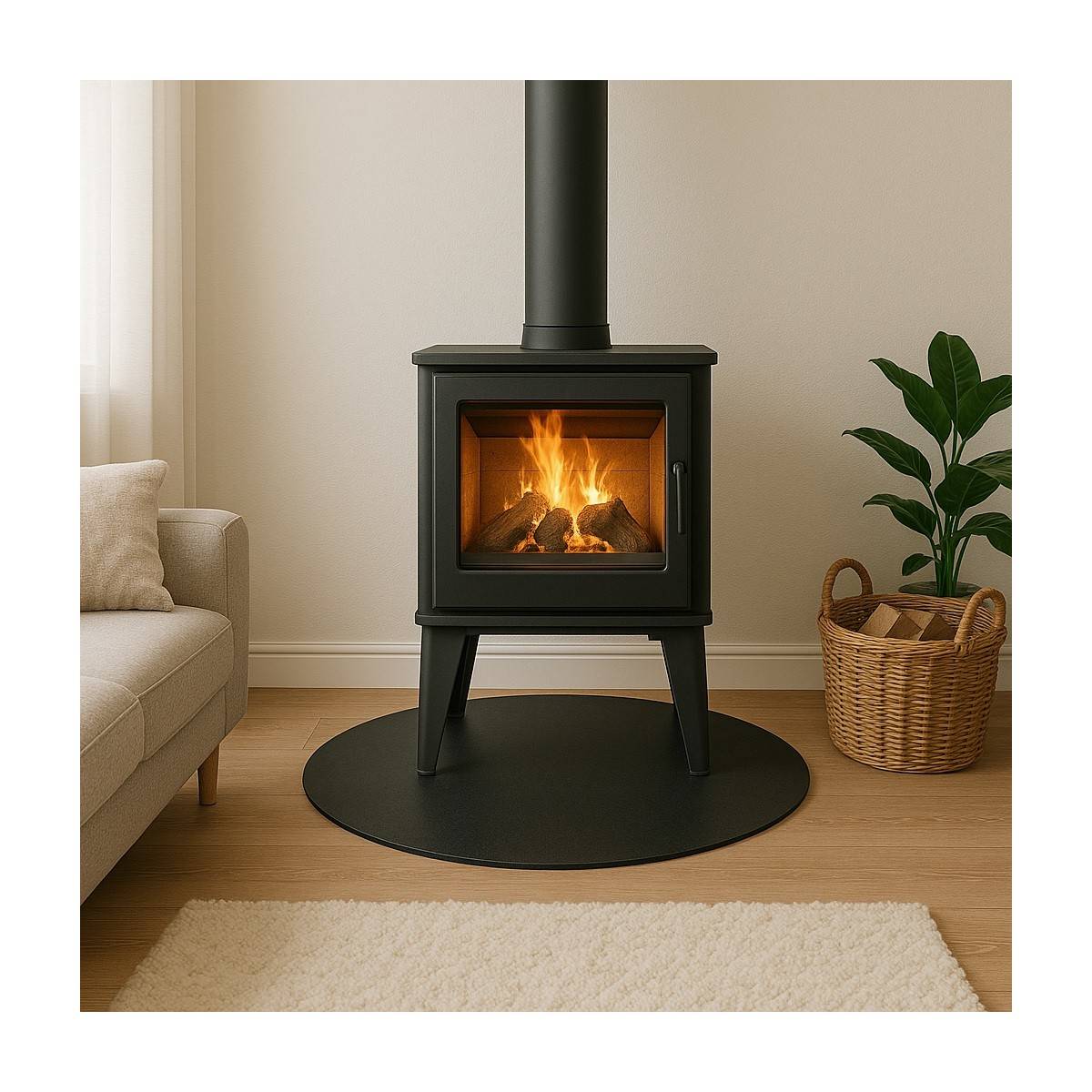 Plaque de protection de sol Ronde Ø 89 cm Acier Noir Vernis pour poêles Épaisseur 2 mm 10.5 kg - Imagen 5