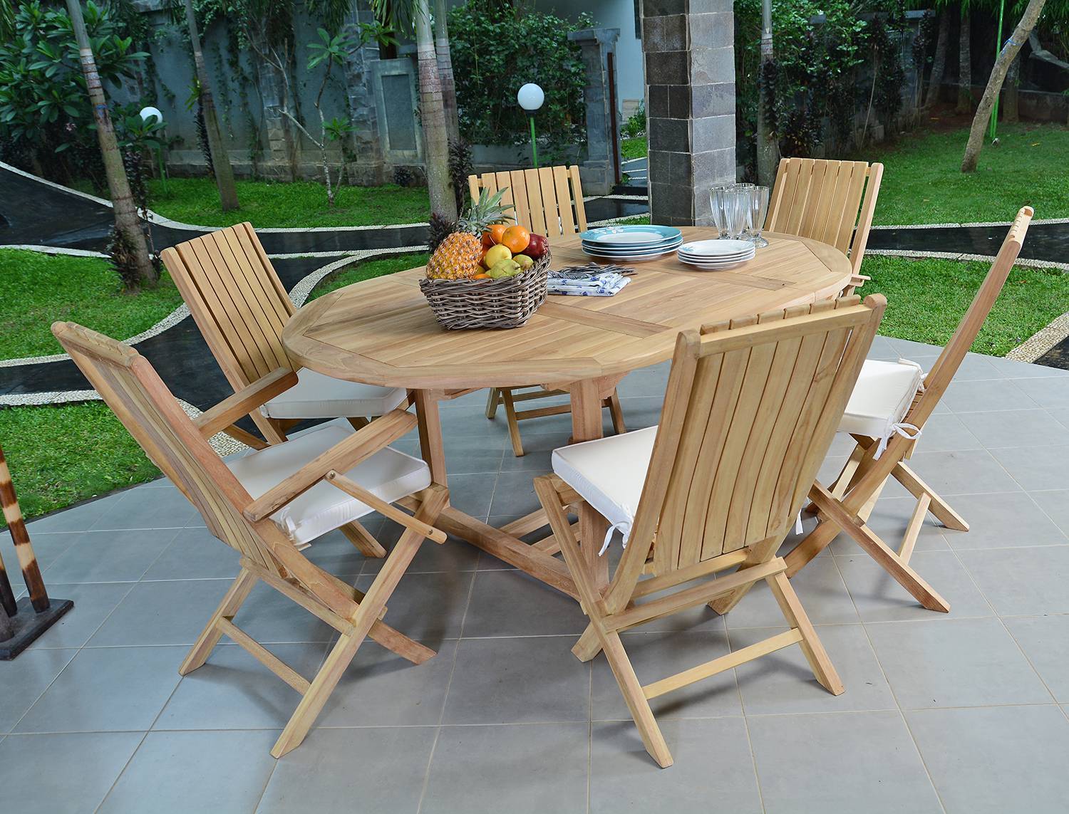 Salon de jardin en teck massif Santiago, 6 places - TECK'Attitude - Imagen 4