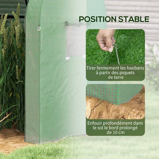 Serre de jardin à tomates en acier pour potager protection optimale 185x94x150cm vert - ComfortXL Outdoor Living - Image 9