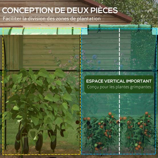 Serre de jardin à tomates en acier pour potager protection optimale 185x94x150cm vert - ComfortXL Outdoor Living - Image 6