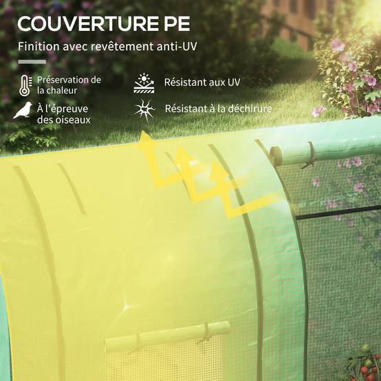 Serre de jardin à tomates en acier pour potager protection optimale 185x94x150cm vert - ComfortXL Outdoor Living - Image 7