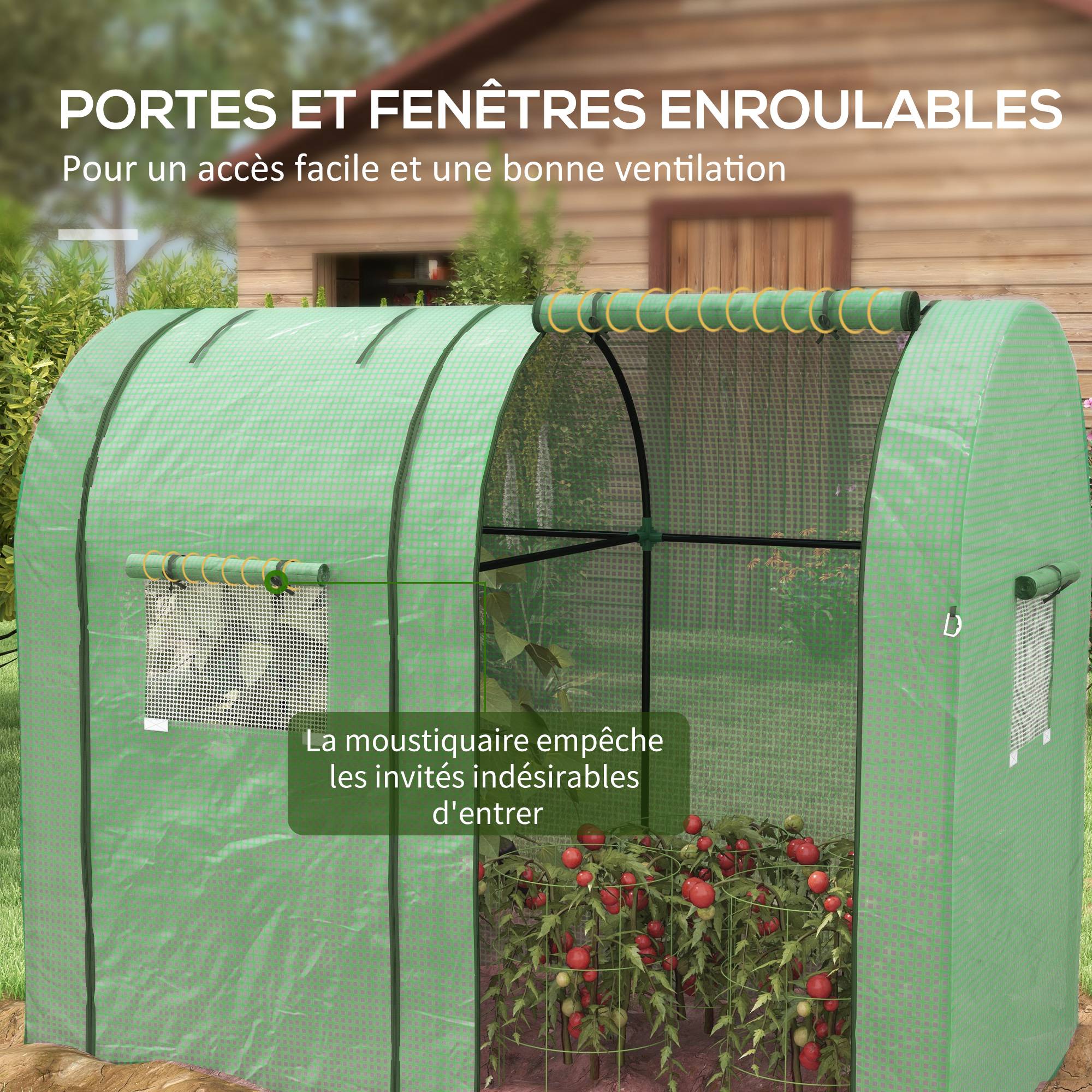 Serre de jardin à tomates en acier pour potager protection optimale 185x94x150cm vert - ComfortXL Outdoor Living - Image 8