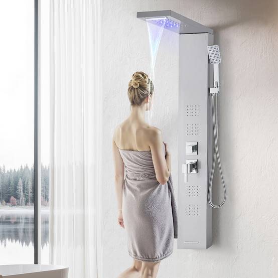 Vevor - VEVOR Colonne douche LED acier inox 1345mm, 5 fonctions dont 4 jets corps et douchette main. - Image 8
