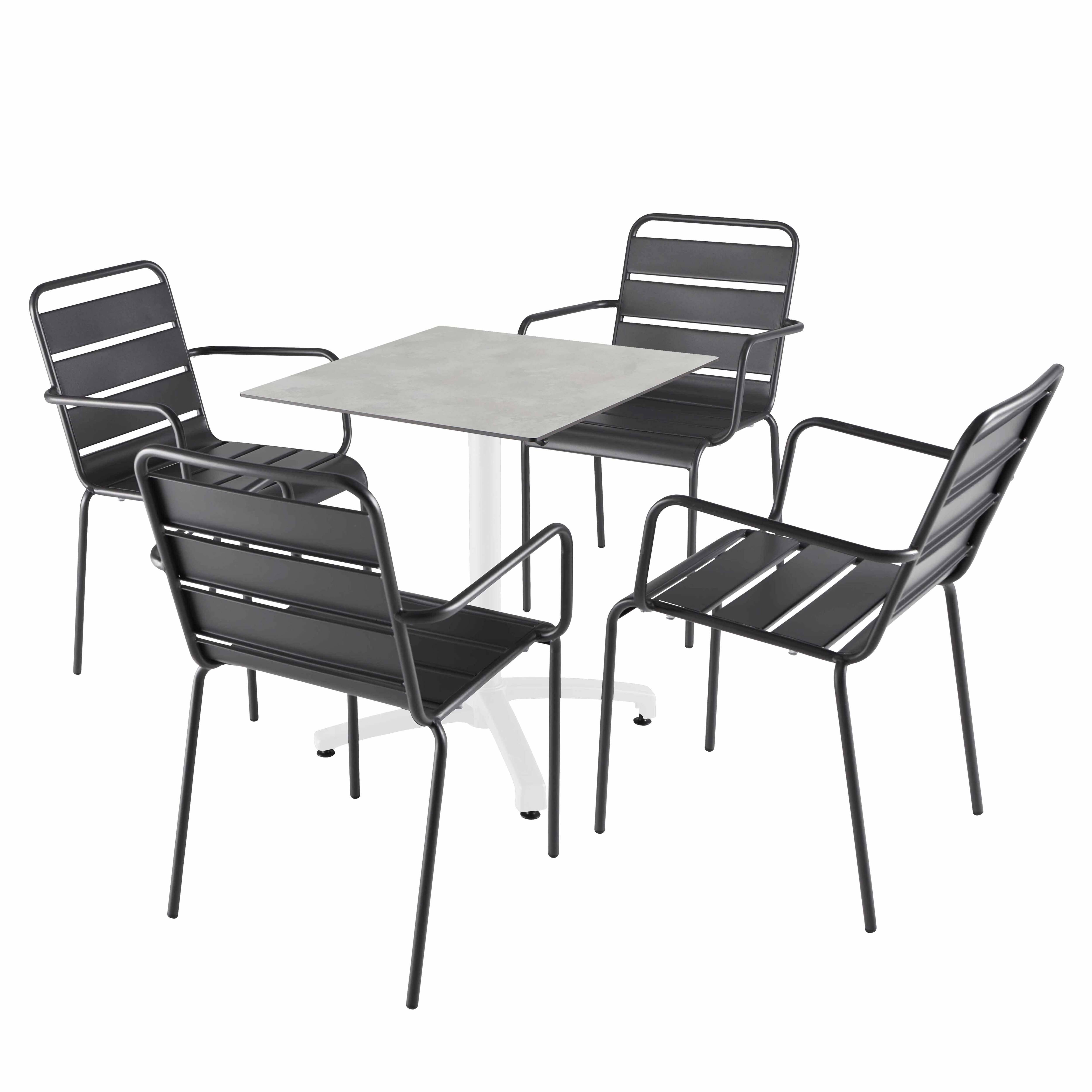 Oviala - Ensemble table 70 cm gris clair et 4 chaises en métal gris - Oviala - Imagen 1