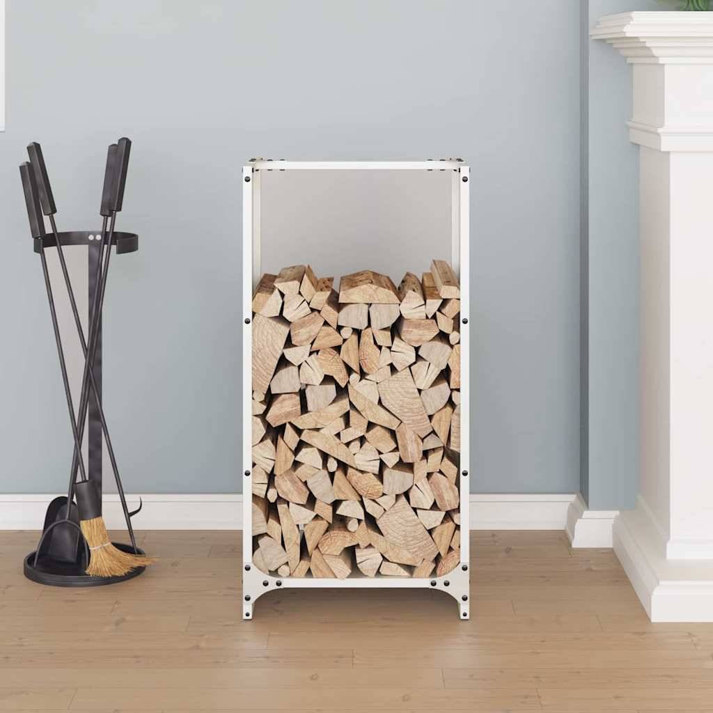 Porte-Bûches Vertical Haut en Acier Blanc, Rangement Intérieur 80 cm – ComfortXL Outdoor Living - Image 3
