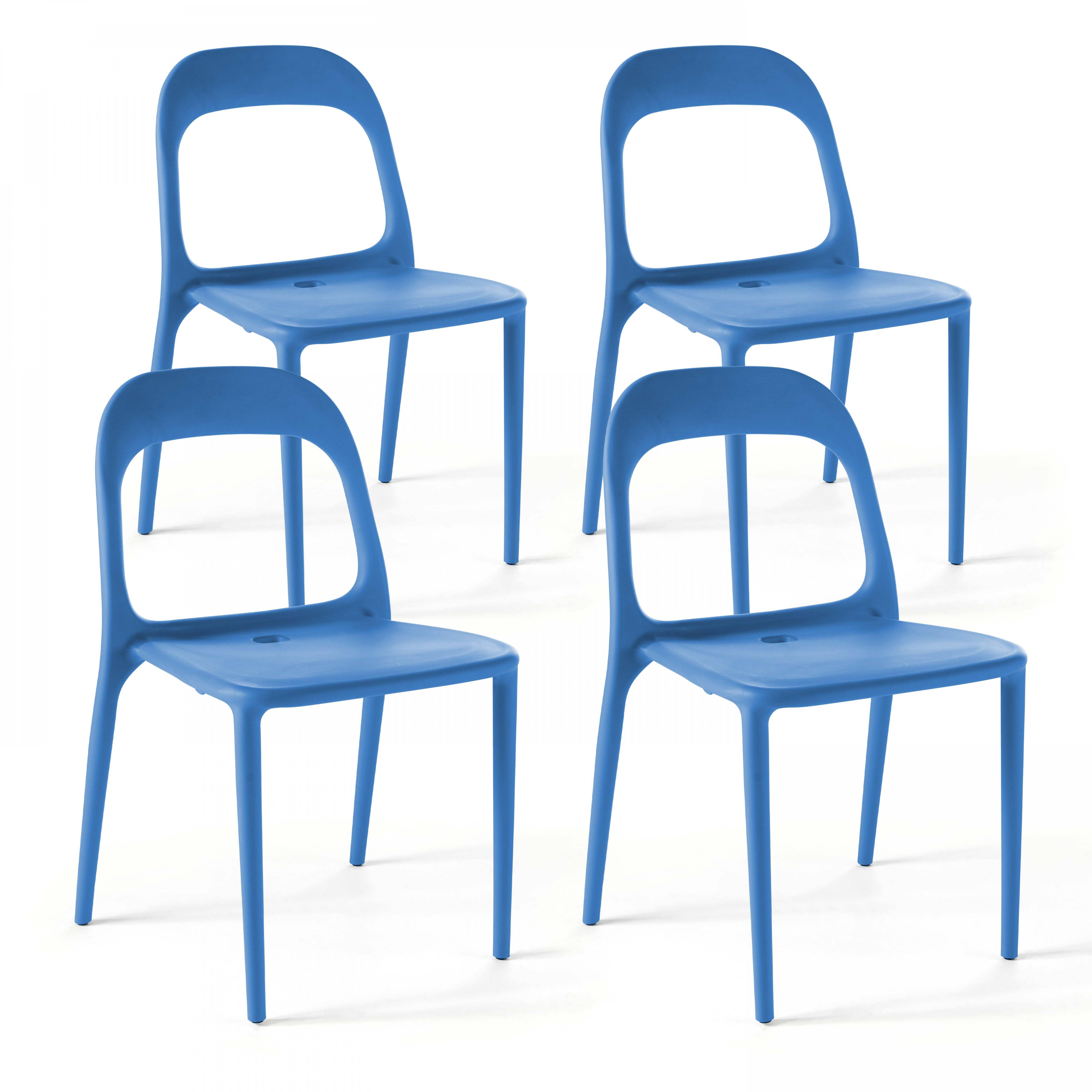 Oviala - Lot de 4 chaises en plastique bleu Milan - Oviala - Image 1