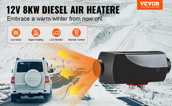 VEVOR Mophorn réchauffeur diesel 8kW 12V, écran LCD, préchauffage moteur en hiver - Image 9