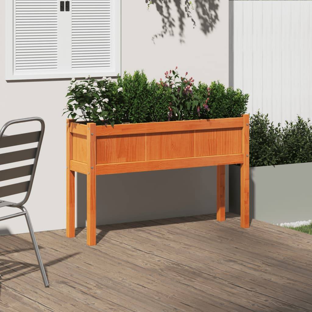 ComfortXL - Grande jardinière haute en bois 110x31x70 cm potager terrasse Marron Cire – ComfortXL Outdoor Living - Image 3