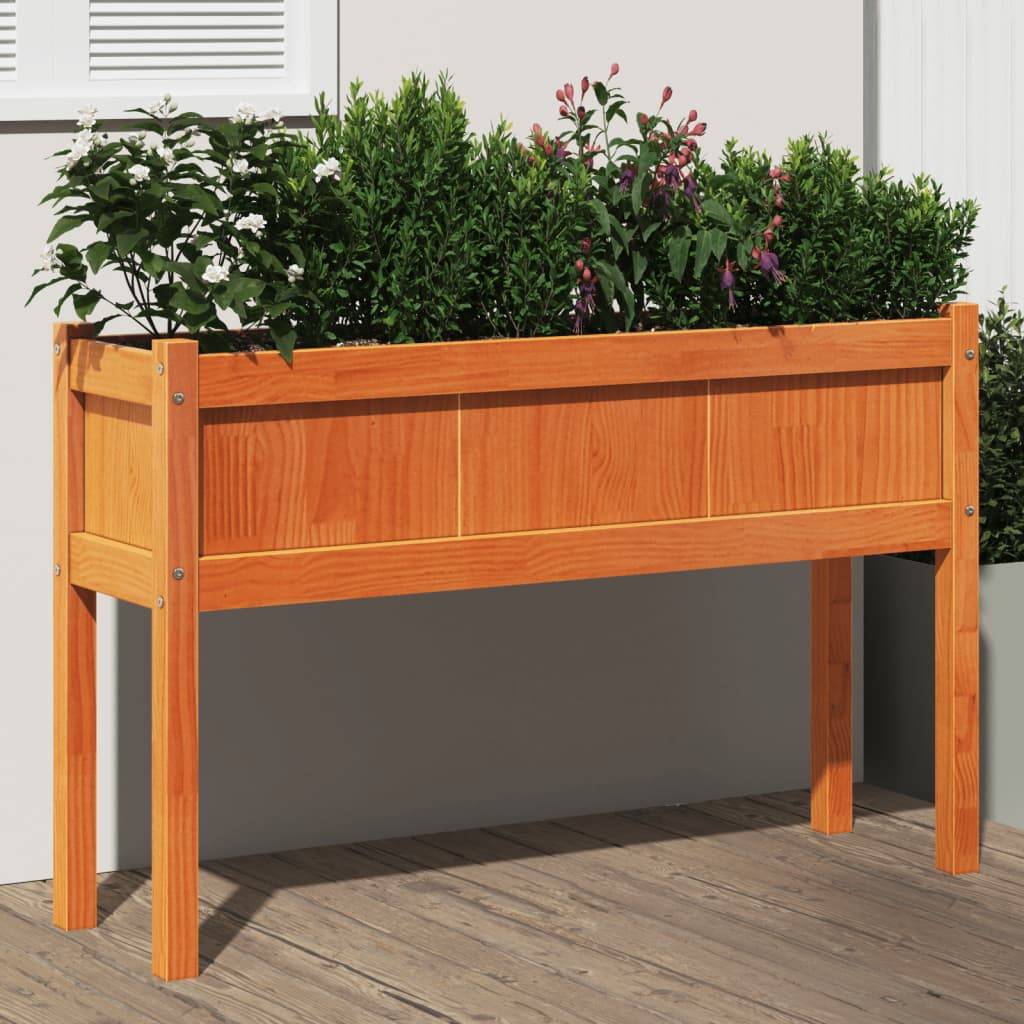 ComfortXL - Grande jardinière haute en bois 110x31x70 cm potager terrasse Marron Cire – ComfortXL Outdoor Living - Image 1