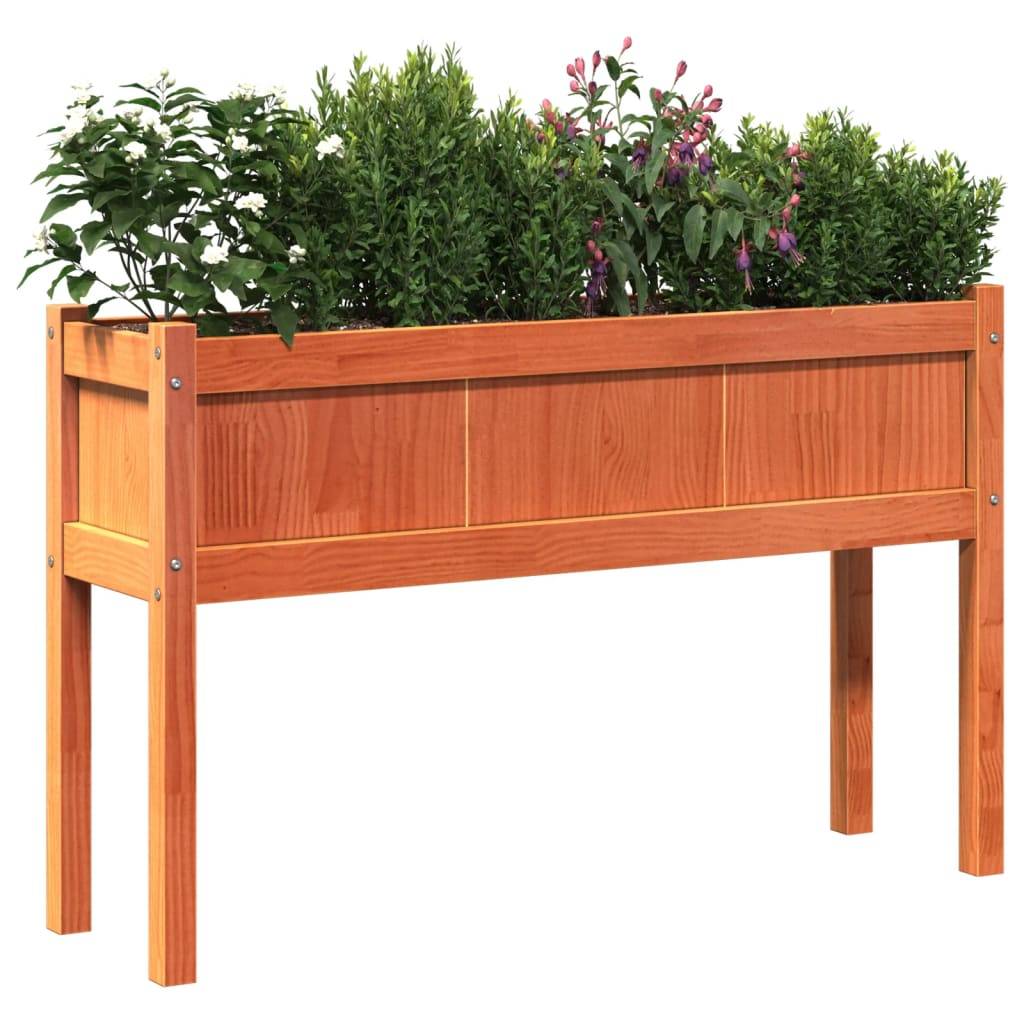 ComfortXL - Grande jardinière haute en bois 110x31x70 cm potager terrasse Marron Cire – ComfortXL Outdoor Living - Image 4