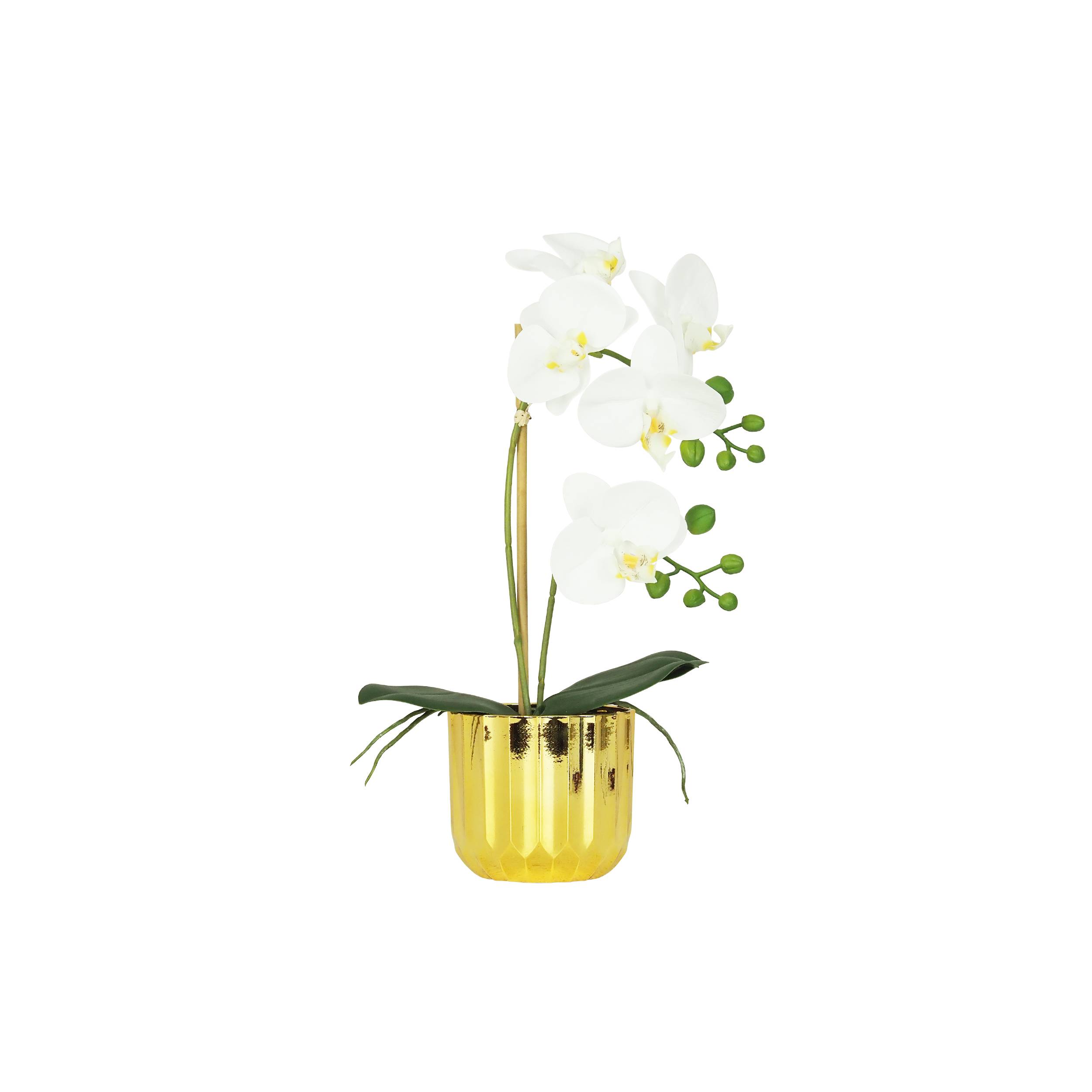 Ligne Deco - Orchidée artificielle toucher naturel pot or 40cm