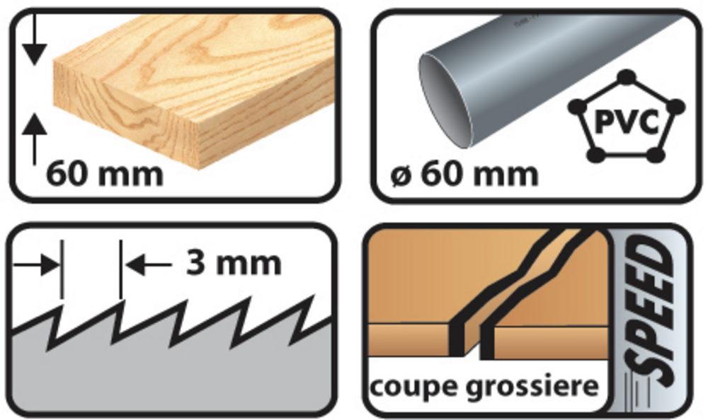 Lot de 5 lames de scie sauteuse CV Lu. 75 mm pas 3 mm coupe grossière pour bois - LEMAN - 7006.05 - Imagen 6