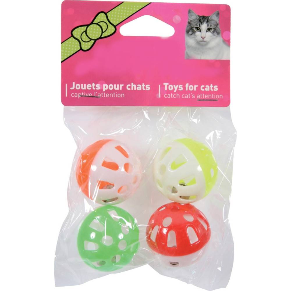 animallparadise - 4 sphères grelot ø 3 cm jouet pour chat couleur multi couleur - Imagen 2