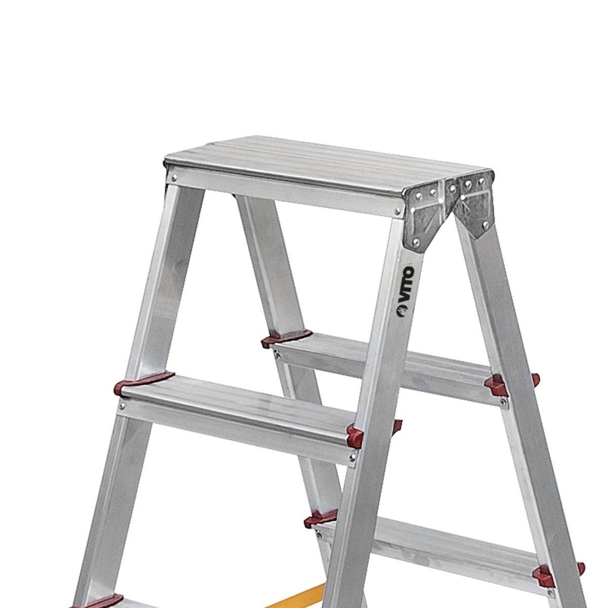 Vito - Escabeau en aluminium 2 X 5 marches Charge 150 kg Hauteur 1,14 m VITO Fabriqué en Europe - Imagen 2