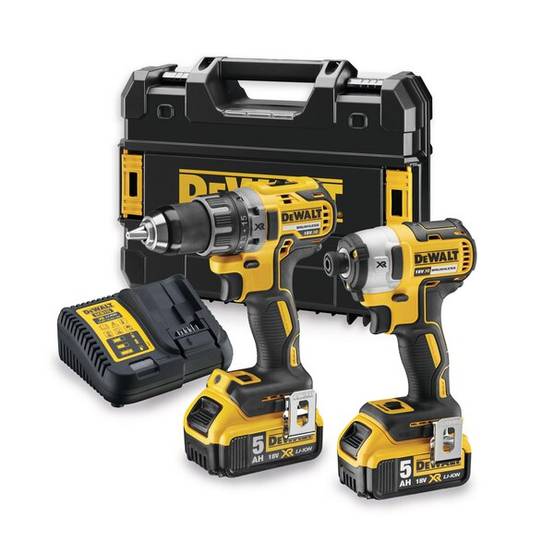 Pack de 2 outils XR 18V - Perceuse Visseuse compact DCD791 - Visseuse à chocs DCF887 - DEWALT - avec 2 batteries 18V 5.0Ah - chargeur - mallette - DCK - Image 1
