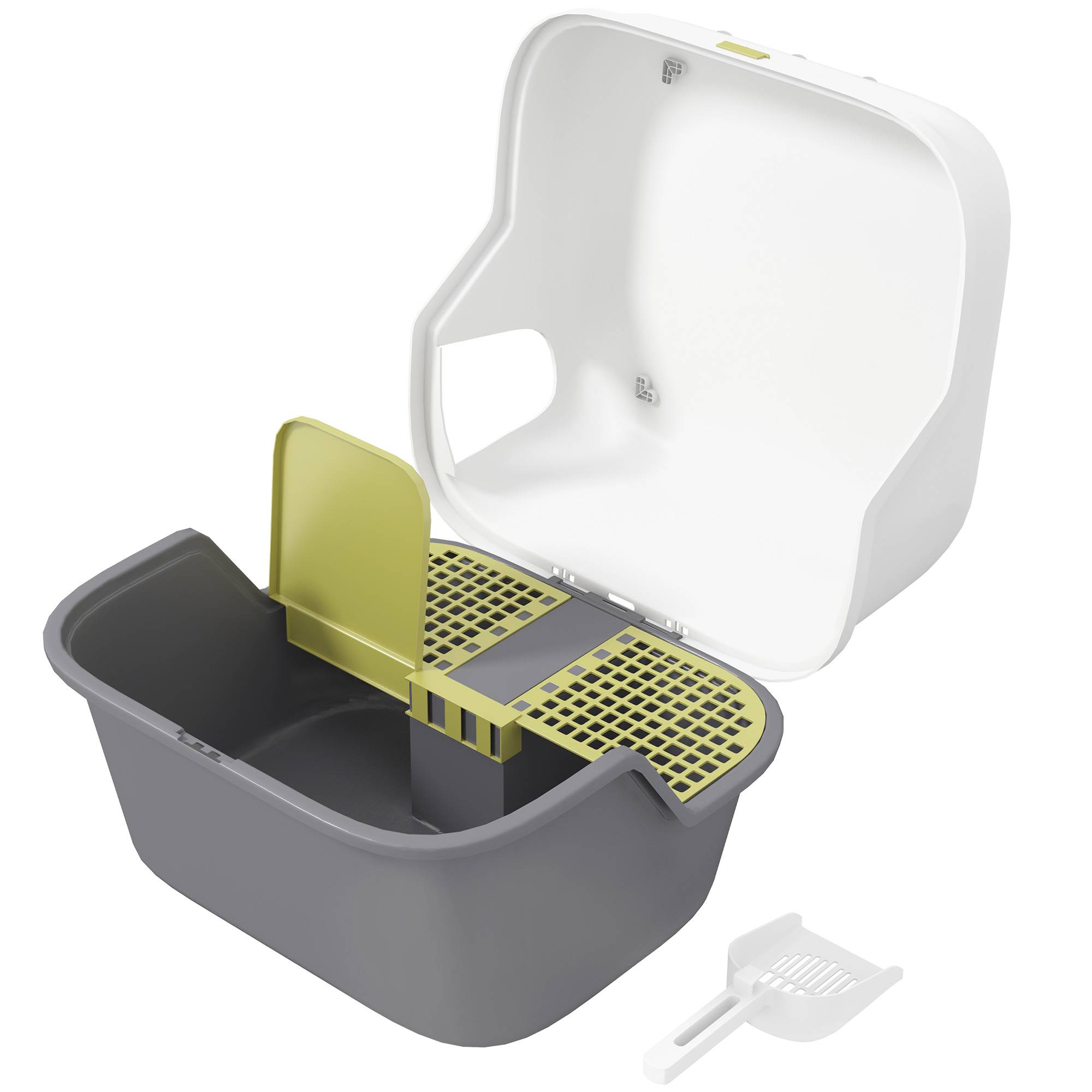 Bac à litière PP intérieur anti-projection nettoyage facile 50x50x39cm crème - ComfortXL Outdoor Living - Image 2