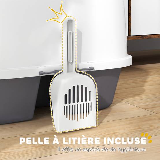 Bac à litière PP intérieur anti-projection nettoyage facile 50x50x39cm crème - ComfortXL Outdoor Living - Image 7