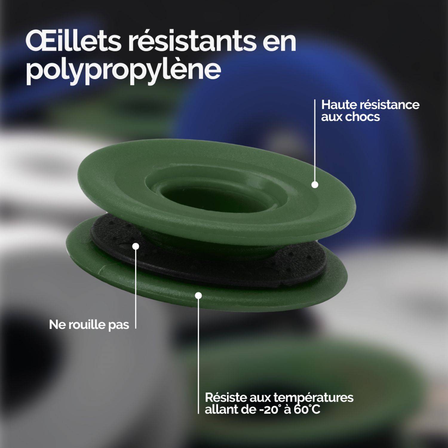 Linxor - Lot de 40 oeillets à clipser pour bâche à bulles ou autres types de bâches  - Vert - Linxor - Imagen 2