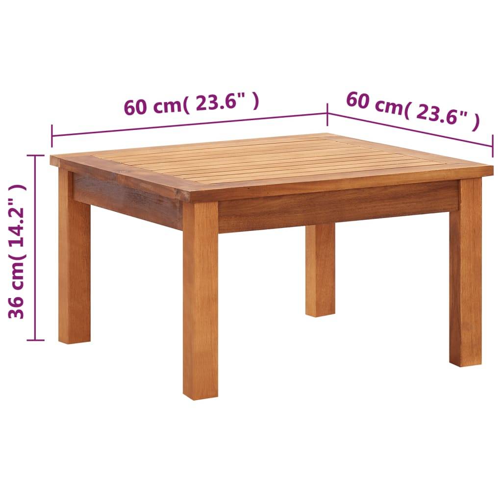 Table basse de jardin Bois solide d'acacia Marron 60 x 60 x 36 cm - PANGIVO - Image 6