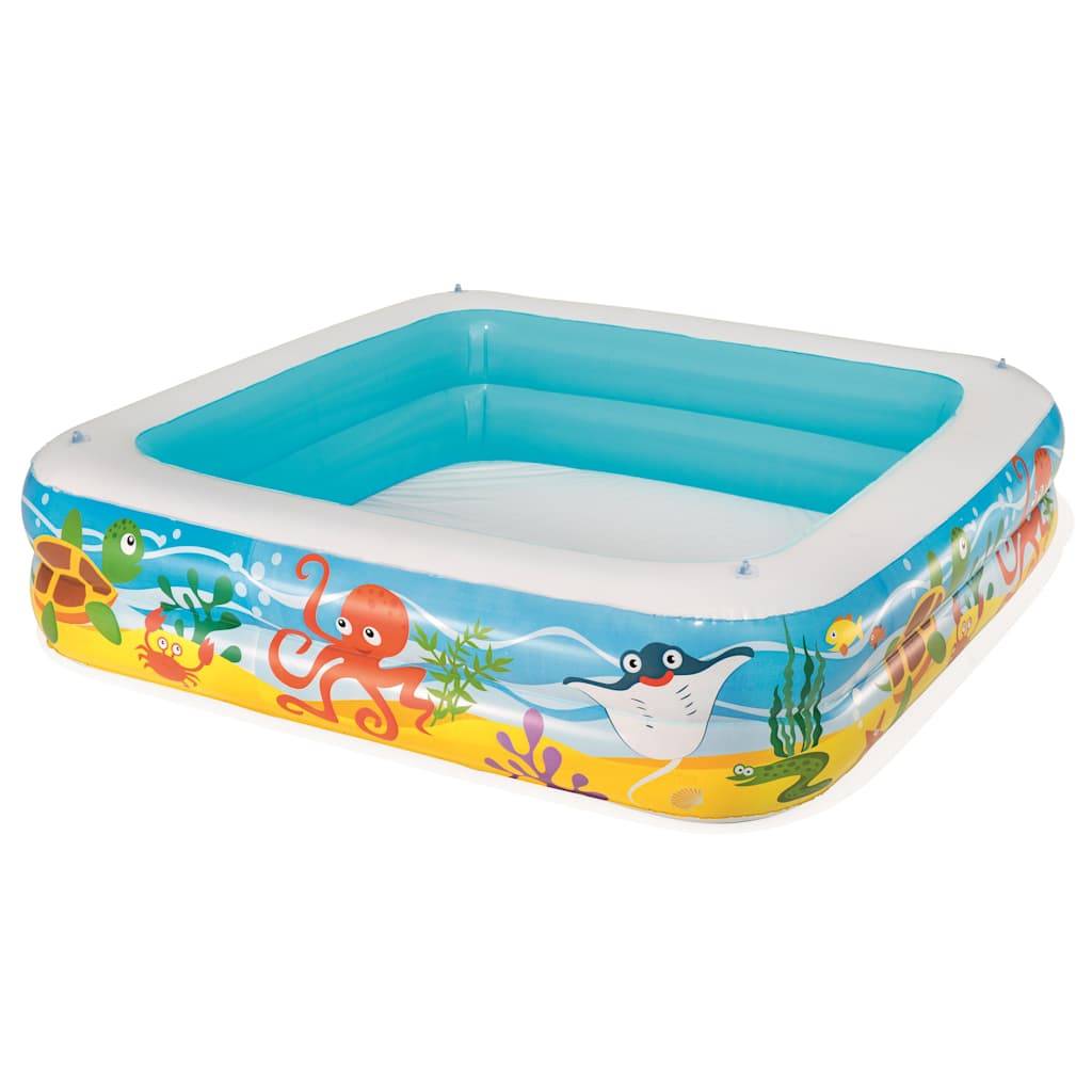 Piscine - piscine hors sol de jeu avec auvent bleu 140x140x114 cm 52192 PC59 - Image 5