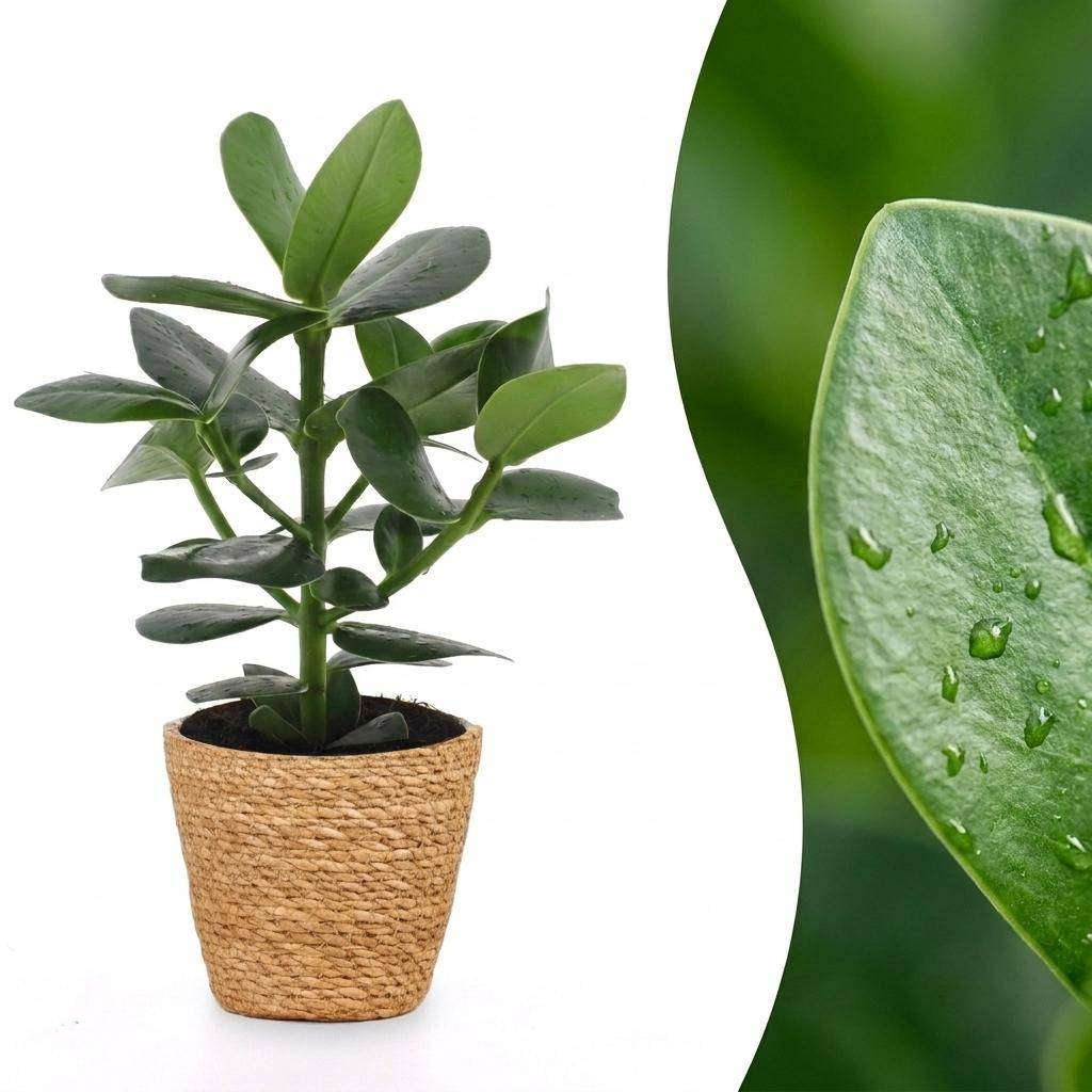 La Green Touch - Clusia rosea Princess - Arbre autographe - Panier en jonc de mer inclus - Pot Ø17 cm, H 50 cm