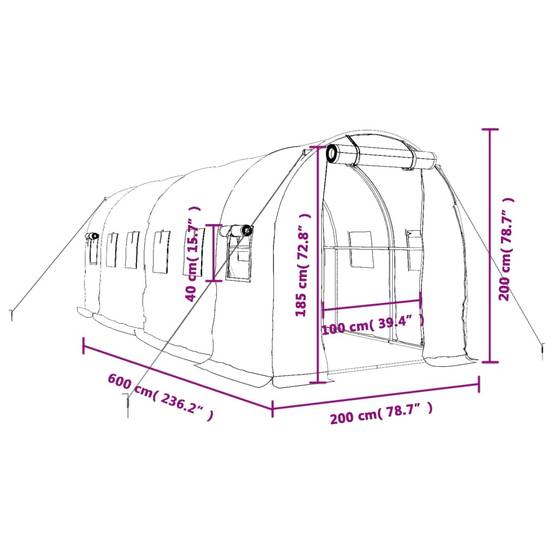 Serre tunnel de jardin 12m² bâche PE et acier culture potager verte 6x2m – ComfortXL Outdoor Living - Image 9