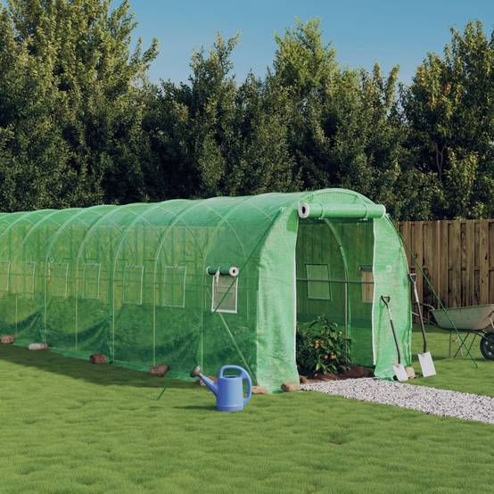 Serre tunnel de jardin 12m² bâche PE et acier culture potager verte 6x2m – ComfortXL Outdoor Living - Image 1