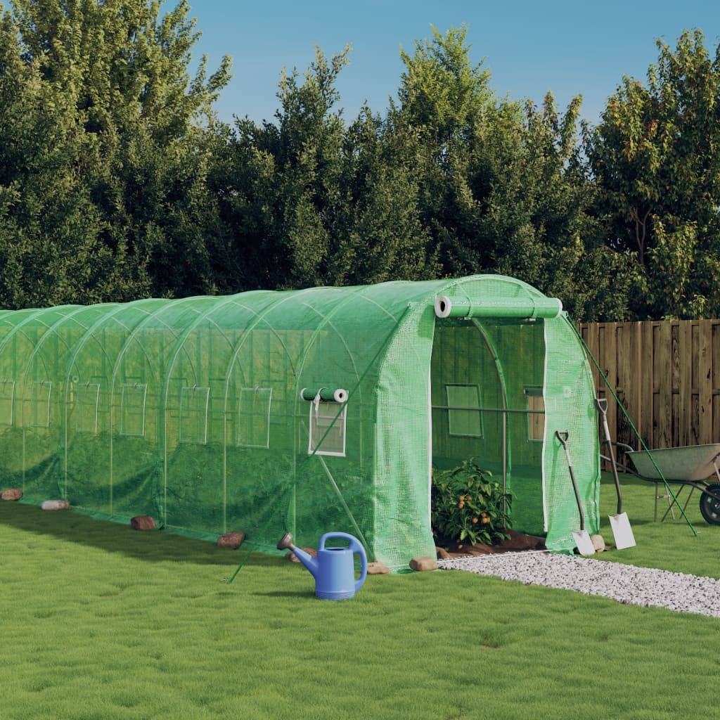Serre tunnel de jardin 12m² bâche PE et acier culture potager verte 6x2m – ComfortXL Outdoor Living - Image 1