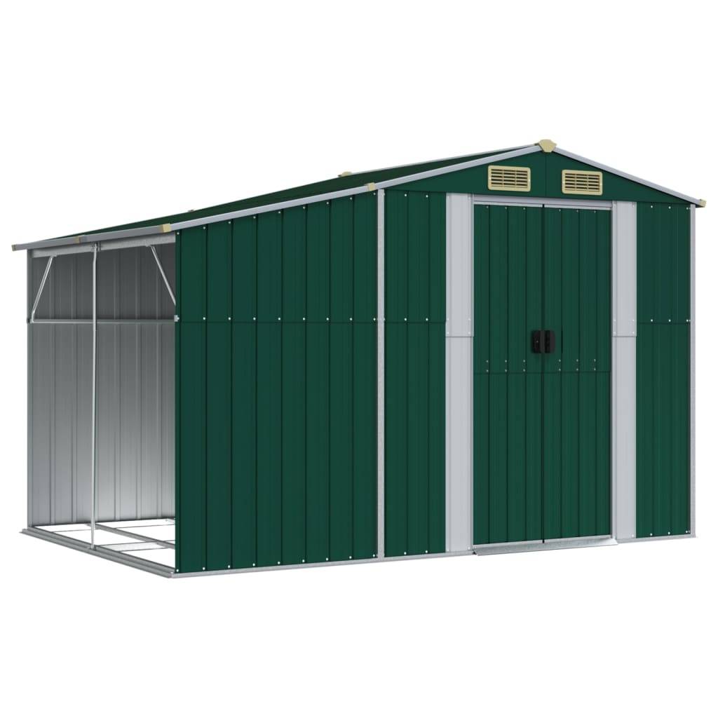 Helloshop26 - Abri de jardin cabane cabanon maison de stockage remise extérieur hangar outils robuste 277 x 192,5 x 179 cm acier galvanisé vert - Imagen 1