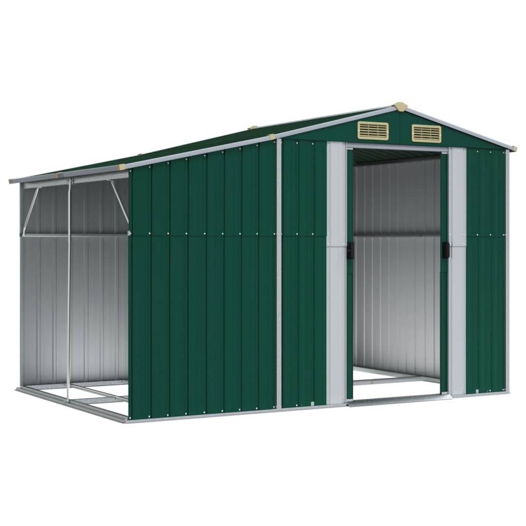 Helloshop26 - Abri de jardin cabane cabanon maison de stockage remise extérieur hangar outils robuste 277 x 192,5 x 179 cm acier galvanisé vert - Imagen 2