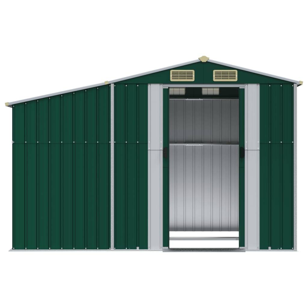 Helloshop26 - Abri de jardin cabane cabanon maison de stockage remise extérieur hangar outils robuste 277 x 192,5 x 179 cm acier galvanisé vert - Imagen 4