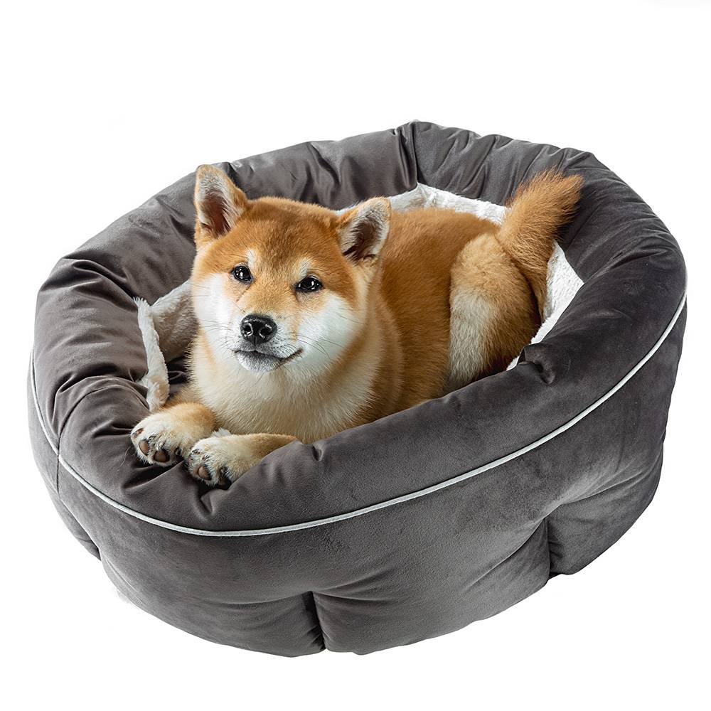 Ferplast - Ferplast couchage arrondi pour chiens et chats MARQUIS 45, lit pour animaux, velours doux, lavable, Ø 45 x 16 cm, gris - Imagen 2