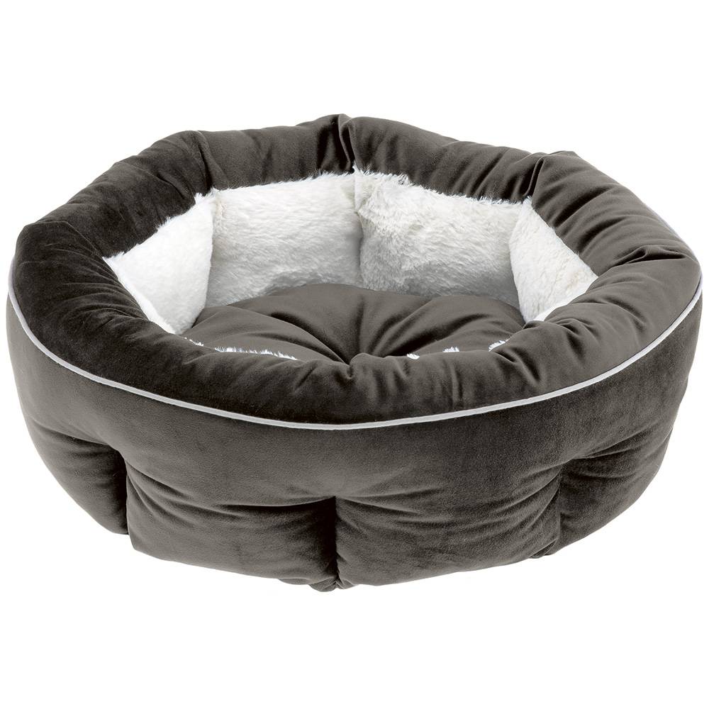 Ferplast - Ferplast couchage arrondi pour chiens et chats MARQUIS 45, lit pour animaux, velours doux, lavable, Ø 45 x 16 cm, gris - Imagen 1