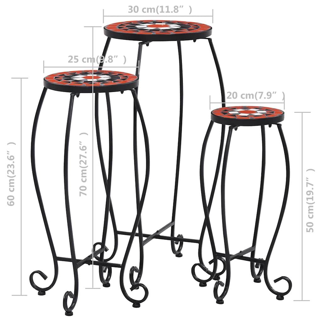 Lot de 3 Porte-Pots Design Mosaïque Tables d'Appoint pour Jardin Terre Cuite et Blanc – ComfortXL Outdoor Living - Imagen 8